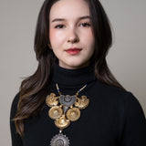 Gold and Silver plated Circles Statement Necklace