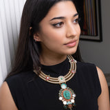 Verdant Divine Grace: adorned with pearls and gold detailing