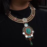 Verdant Divine Grace: adorned with pearls and gold detailing