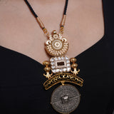 Sacred Radiance: luxurious gold-plated necklace with intricate temple-inspired motifs - Avasa Collection