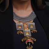 A majestic Royal Temple Necklace featuring divine medallions - Avasa Collection