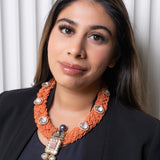 Coral Weave Kundan Necklace: Handwoven coral beads with Kundan - Isaana Collection