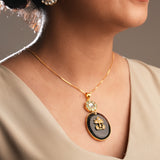 Black and White Kundan and stone studded chain and pendant