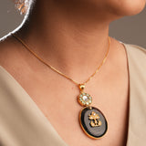 Black and White Kundan and stone studded chain and pendant