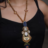 Royal Sapphire Gleam: Deep blue & Gold Statement necklace: Isaana Collection