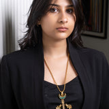 Long Chain Pendant with real stones