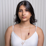 Sleek and  lightweight chain semi precious stones with green onyx , ruby red stones:Isha Collection , Subtle Luxe Chain