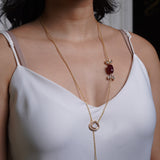 Sleek and  lightweight chain semi precious stones with green onyx , ruby red stones:Isha Collection , Subtle Luxe Chain