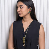 Emerald Royal Vault: Rajwada style multi-pearl beaded long chain  with emerald detailing- Isha Collection (Copy)