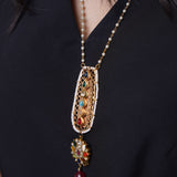 Subtle Luxe Chain :sleek and  lightweight chain  with green , red stones : Isha Collection