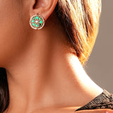 Signity glow Green Kundan and Pearl Shell Earrings