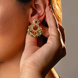 Majestic fusion earrings with beautiful Kundan Jhumka Design- Fiza Collection