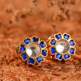 Signity glow Heart Shaped Flowers Kundan Shell Earrings