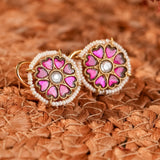Signity glow Green Kundan and Pearl Shell Earrings