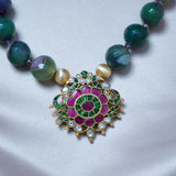 Shaded green and purple agate beads