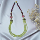 Lime green layered crystals