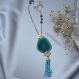 A stunning aqua green agate pendant