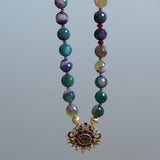 Shaded green and purple agate beads