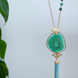 A stunning aqua green agate pendant