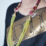 Lime green layered crystals