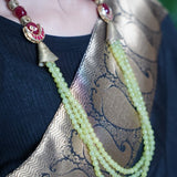 Lime green layered crystals