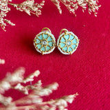 Signity glow Green Kundan and Pearl Shell Earrings