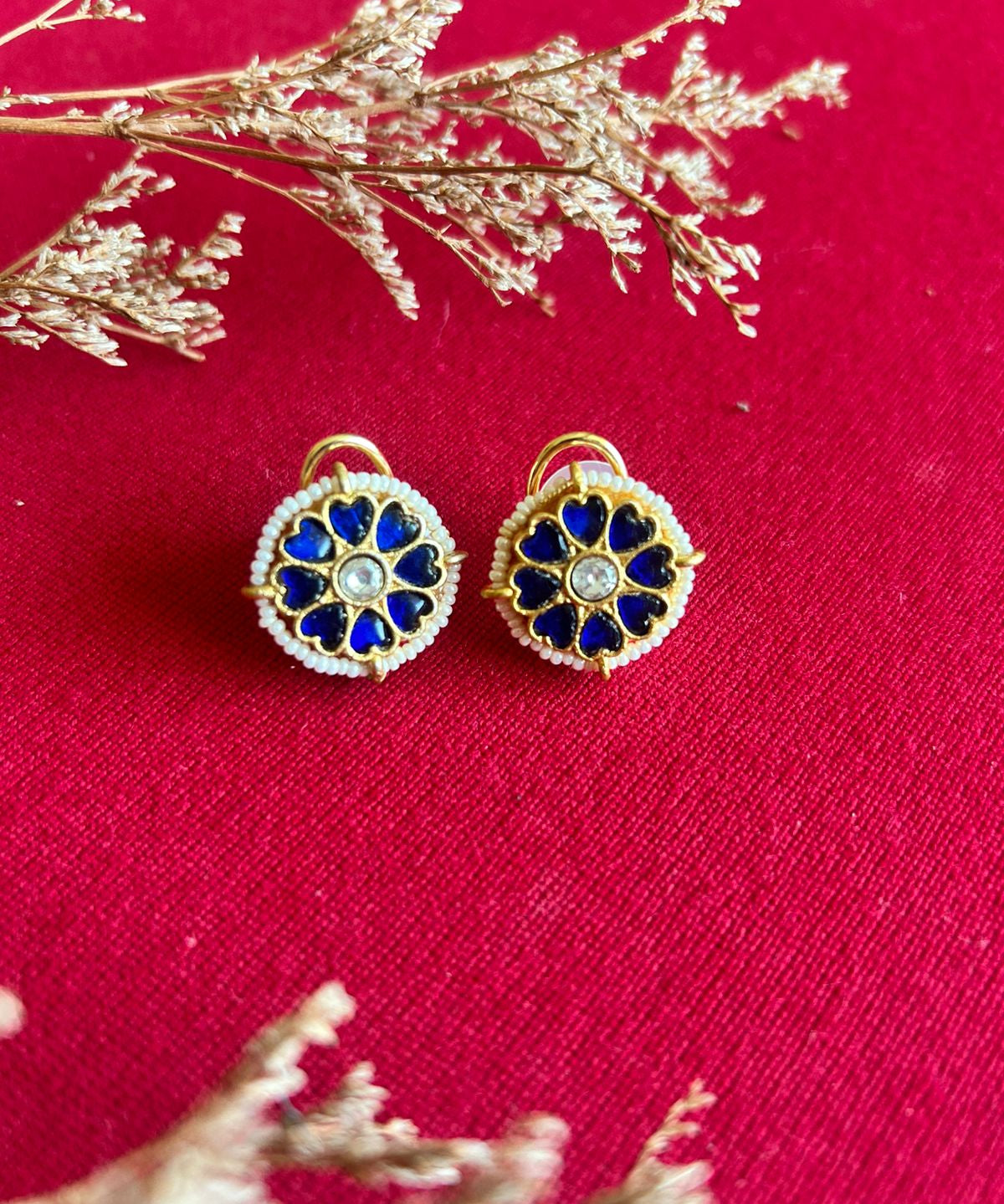 Signity glow Green Kundan and Pearl Shell Earrings