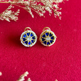 Signity glow Green Kundan and Pearl Shell Earrings