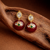 Osaira Flower Bloom Blood Red Semi-Precious Stud Earrings