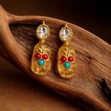 Osaira Flower Bloom Sapphire Yellow Semi-Precious Stud Earrings