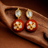 Osaira Flower Bloom Agate Orange Semi-Precious Stud Earrings