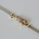 Silver and gold plated matt bracelet with jaguar embellishment