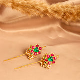 Heritage Flora Ruby & Kundan Earcuff with Dangling Pearls