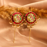 Heritage Mandala Ruby & Kundan Earcuff with Dangling Pearls