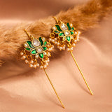 Orchid Glow Kundan Earcuff with Dangling Perals