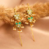 Semi Precious Stones & Kundan Earcuff with Dangling Perals