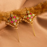 Heritage Diamond Charm Kundan Earcuff with Dangling Perals
