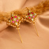 Heritage Diamond Charm Kundan Earcuff with Dangling Perals