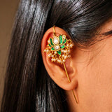 Orchid Glow Kundan Earcuff with Dangling Perals