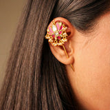 Orchid Glow Kundan Earcuff with Dangling Perals