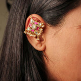 Heritage Diamond Charm Kundan Earcuff with Dangling Perals