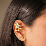 Heritage Sage Green Kundan Earcuff with Dangling Perals