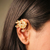 Heritage White & Golden Kundan Earcuff with Dangling Perals