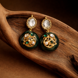 Osaira Flower Bloom Deep Green Semi-Precious Stud Earrings