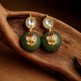 Osaira Flower Bloom Sea Moss Green Semi-Precious Stud Earrings