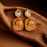 Osaira Flower Bloom Golden Yellow Semi-Precious Stud Earrings