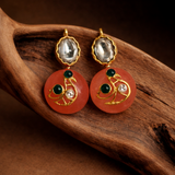 Osaira Flower Bloom Translucent Orange Semi-Precious Stud Earrings