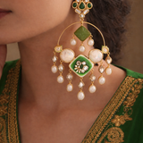 Royal Prism Chandbali: White Pearl Detailing