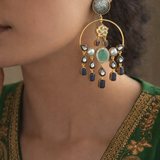 Royal Prism Chandbali: Multicolour with Sky Blue Statment Stone