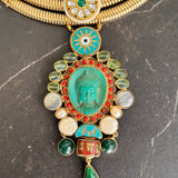 Verdant Divine Grace: adorned with pearls and gold detailing